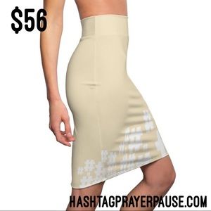 #PrayerPause Nude Cascade Women's Pencil Skirt